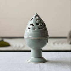 Tall Celadon Goblet Incense Burner – Hollow - Out Ceramic Chalice Censer - Innerbillion