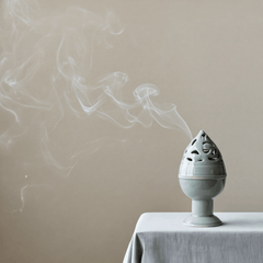 Tall Celadon Goblet Incense Burner – Hollow - Out Ceramic Chalice Censer - Innerbillion