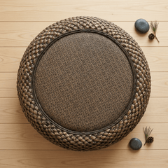 Thick Woven Tatami Floor Cushion – Heavy Duty Zen Rattan Pouf - Innerbillion