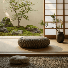 Thick Woven Tatami Floor Cushion – Heavy Duty Zen Rattan Pouf - Innerbillion