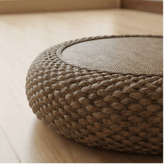 Thick Woven Tatami Floor Cushion – Heavy Duty Zen Rattan Pouf - Innerbillion