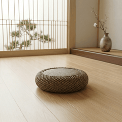 Thick Woven Tatami Floor Cushion – Heavy Duty Zen Rattan Pouf - Innerbillion