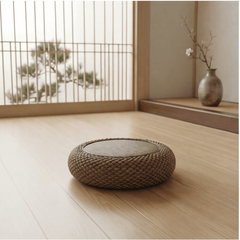 Thick Woven Tatami Floor Cushion – Heavy Duty Zen Rattan Pouf - Innerbillion