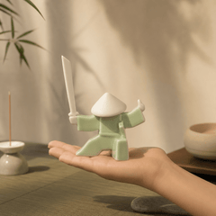 Wandering Swordsman Incense Holder – Celadon Zen Warrior Decor - Innerbillion