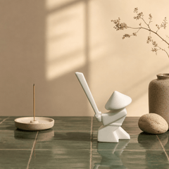 White Zen Swordsman Figurine – Minimal Warrior Desk Decor - Innerbillion