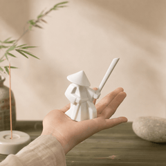 White Zen Swordsman Figurine – Minimal Warrior Desk Decor - Innerbillion