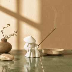White Zen Swordsman Figurine – Minimal Warrior Desk Decor - Innerbillion
