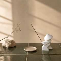 White Zen Swordsman Figurine – Minimal Warrior Desk Decor - Innerbillion