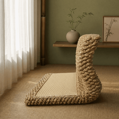 Woven Tatami Floor Chair – Natural Rattan Meditation Seat - Innerbillion