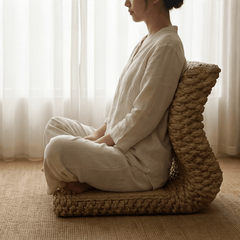 Woven Tatami Floor Chair – Natural Rattan Meditation Seat - Innerbillion