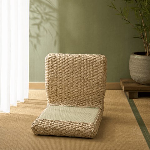Woven Tatami Floor Chair – Natural Rattan Meditation Seat - Innerbillion