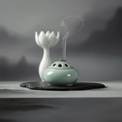 Zen Celadon Incense Burner – Vintage Ice Crackle Ceramic Censer - Innerbillion