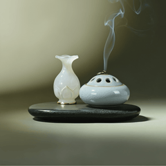 Zen Celadon Incense Burner – Vintage Ice Crackle Ceramic Censer - Innerbillion