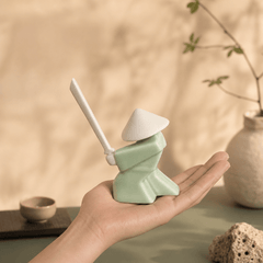 Zen Swordsman Incense Holder – Celadon Warrior Desk Decor - Innerbillion