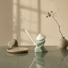 Zen Swordsman Incense Holder – Celadon Warrior Desk Decor - Innerbillion