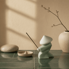 Zen Swordsman Incense Holder – Celadon Warrior Desk Decor - Innerbillion