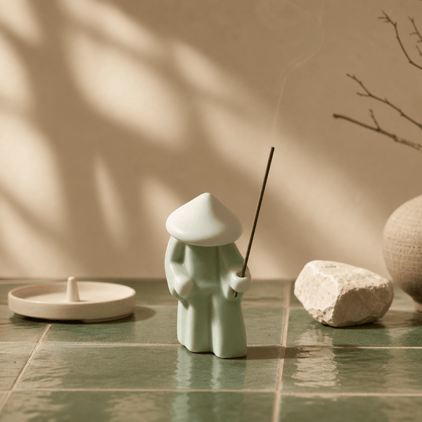 Zen Swordsman Incense Holder – Celadon Warrior Desk Decor - Innerbillion