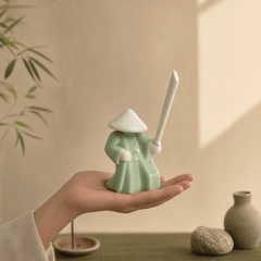 Zen Swordsman Incense Holder – Celadon Warrior Desk Decor - Innerbillion